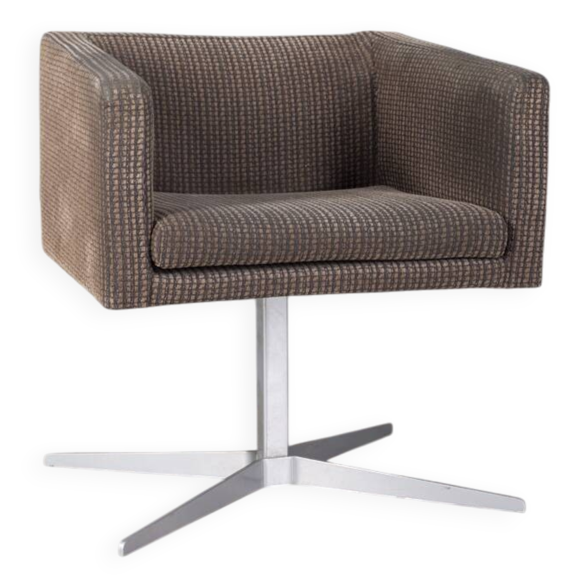 "Cubica" metal and fabric swivel armchair designed by Verzelloni