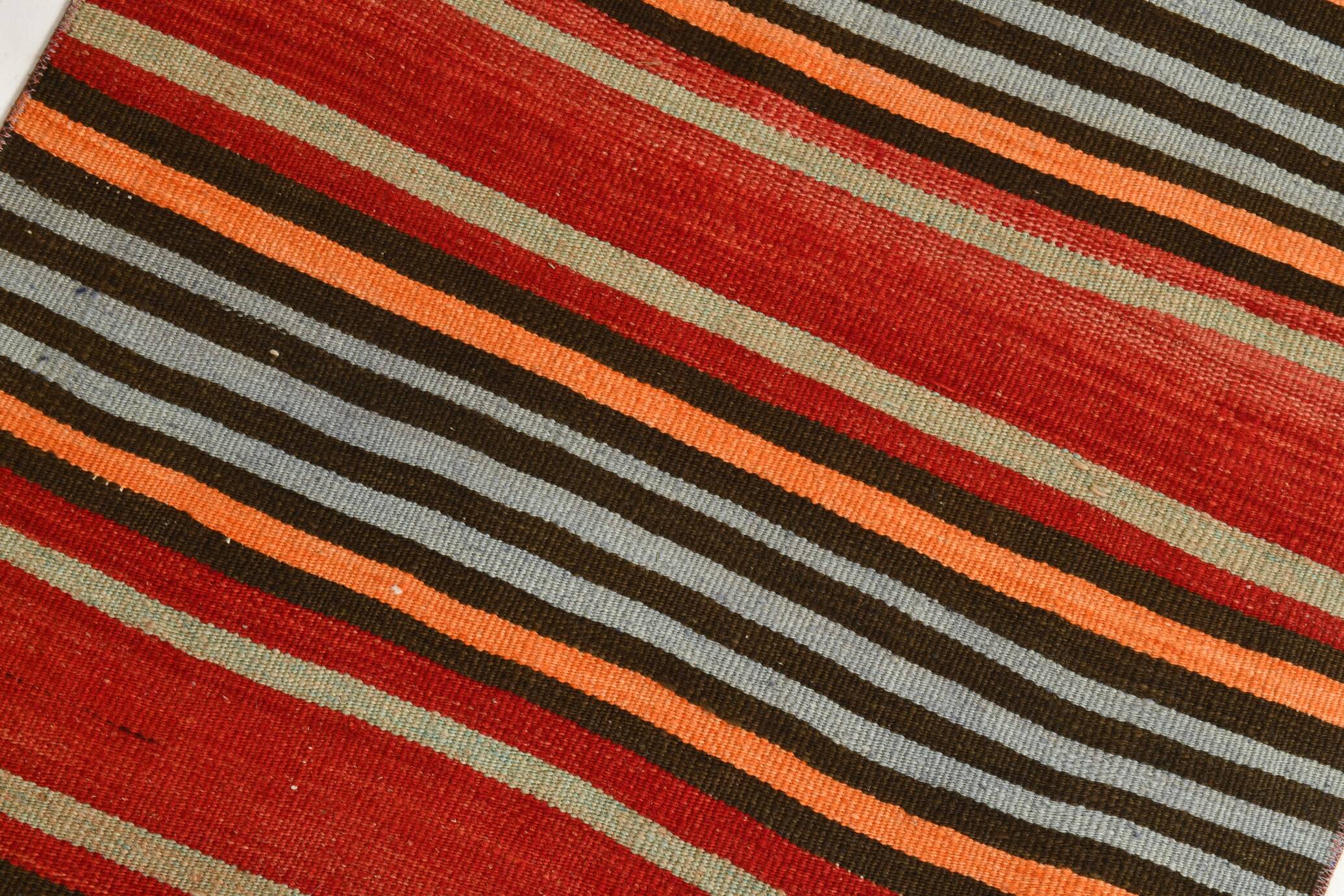 Runner Vintage Rayé – Tapis Kilim Graphique Tissé Main, 77x360 Cm