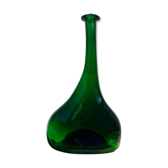 Bouteille Verre soufflé émeraude Armagnac Ducastaing France - Forme libre