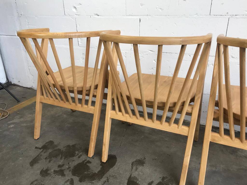 4 V-shaped wooden bistro chairs