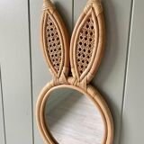 Miroir en rotin en forme d'oreilles de lapin