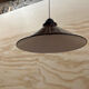 Industrial pendant light in brown and white enameled sheet metal