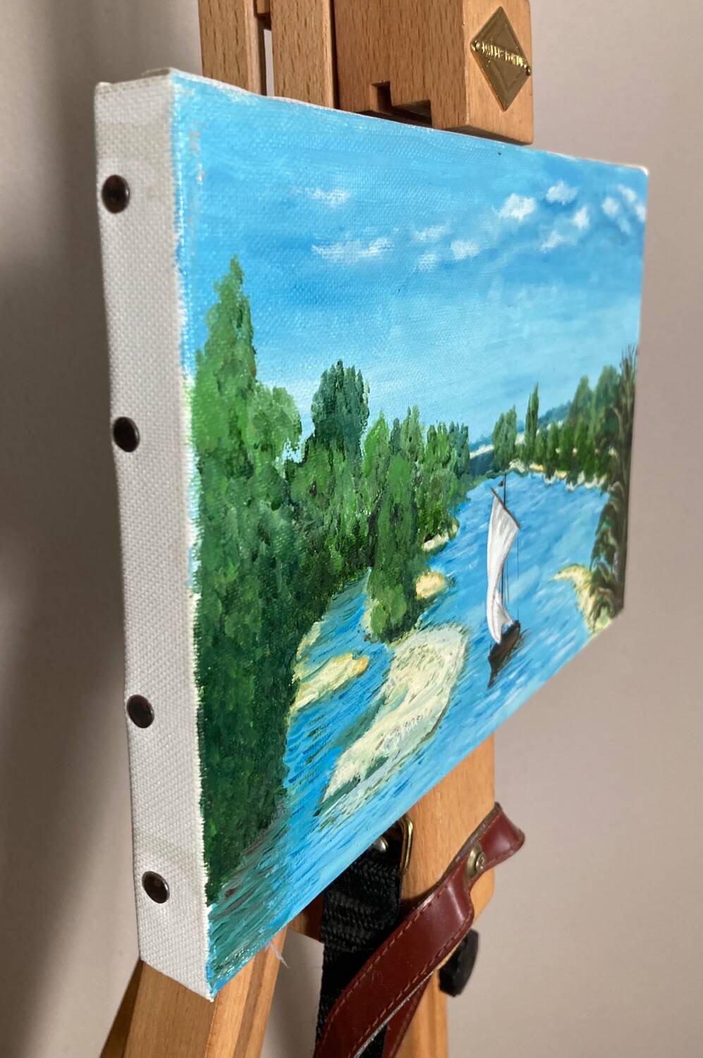 Oil painting on canvas 20th century seascape signed MLR Marie Louise REFALO