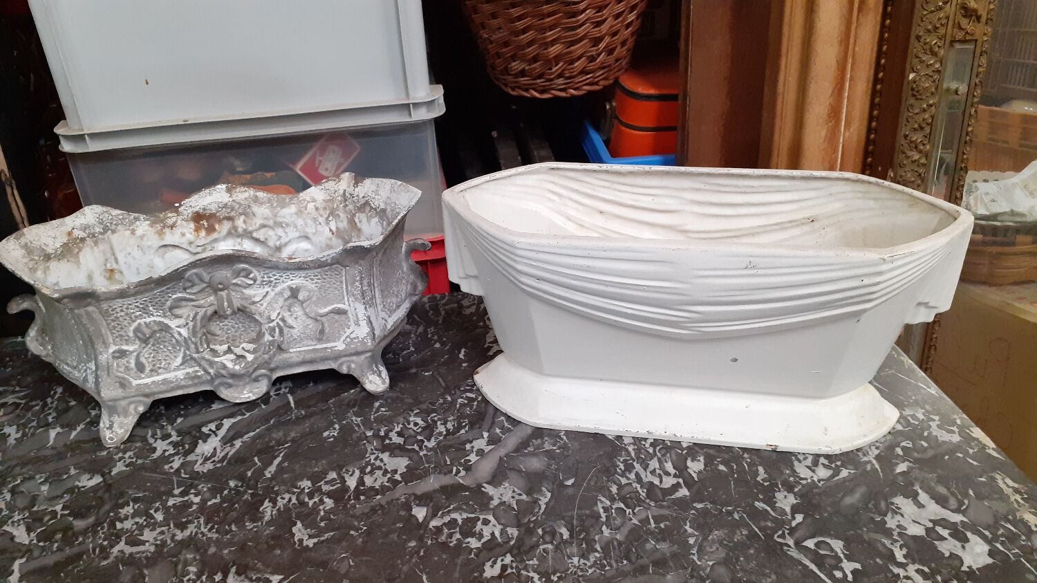 Art deco cast iron planter