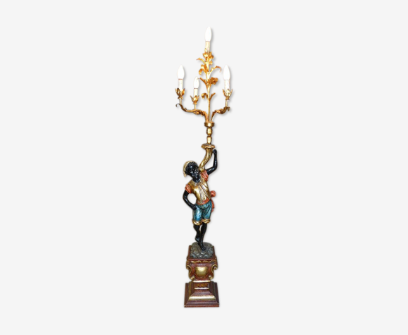 Lampadaire nubien en bois sculpté