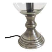 Vintage lamp consisting of a glass tulip-shaped fireplace and a pewter foot
