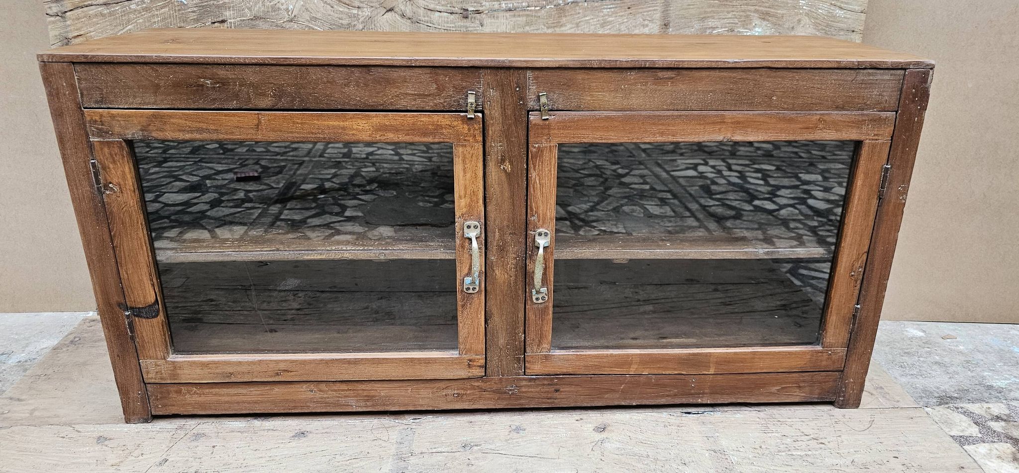 Buffet - glass TV cabinet in Burmese teak