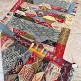 Contemporary Kilim hallway runner: abstract Berber flatweave, wool