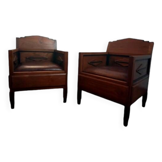 Very rare pair of late 18th century walnut armchairs