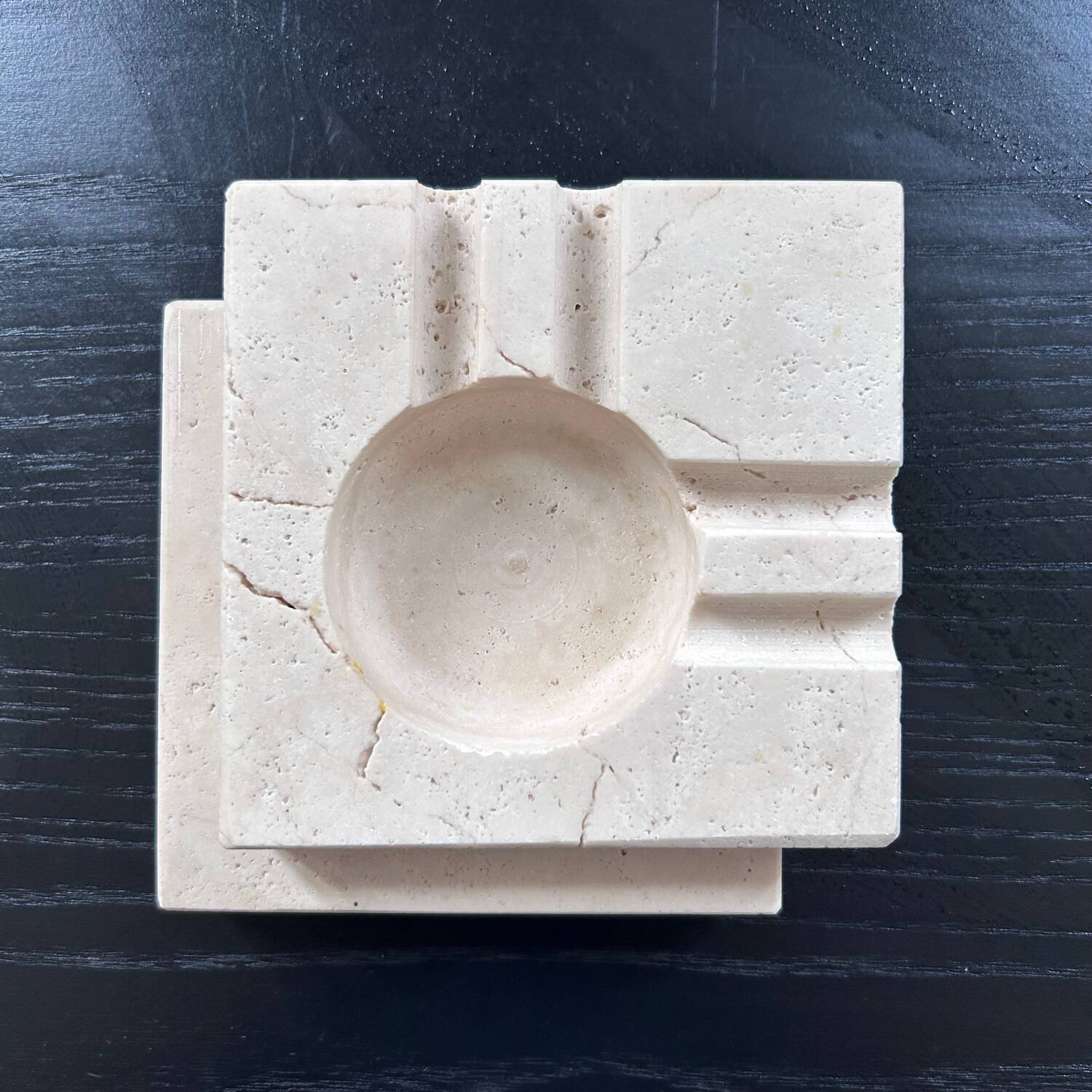 Brutalist Travertine Ashtray