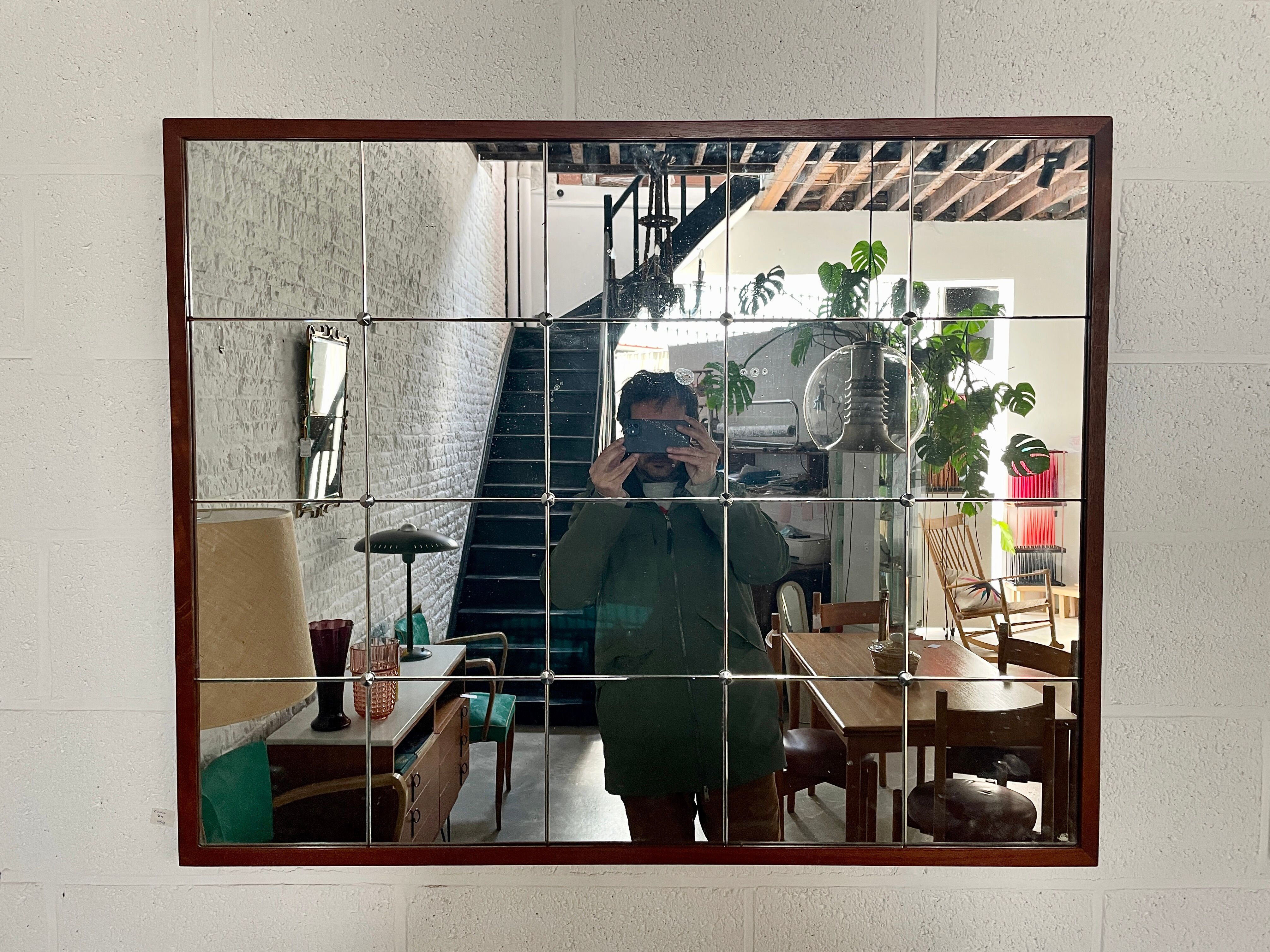 Teak wall mirror, Denmark 1950's