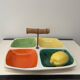 Vintage multicoloured glazed ceramic appetizer platter