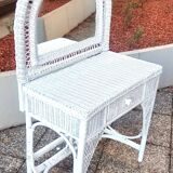 Dressing table in woven white rattan; 1970s
