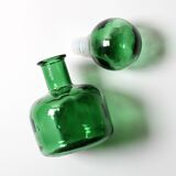 Emerald Green Glass Decanter / Genie Bottle with Stopper / Empoli / 1960s