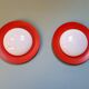 Pair of XXL orange Space Age wall sconces, 1960
