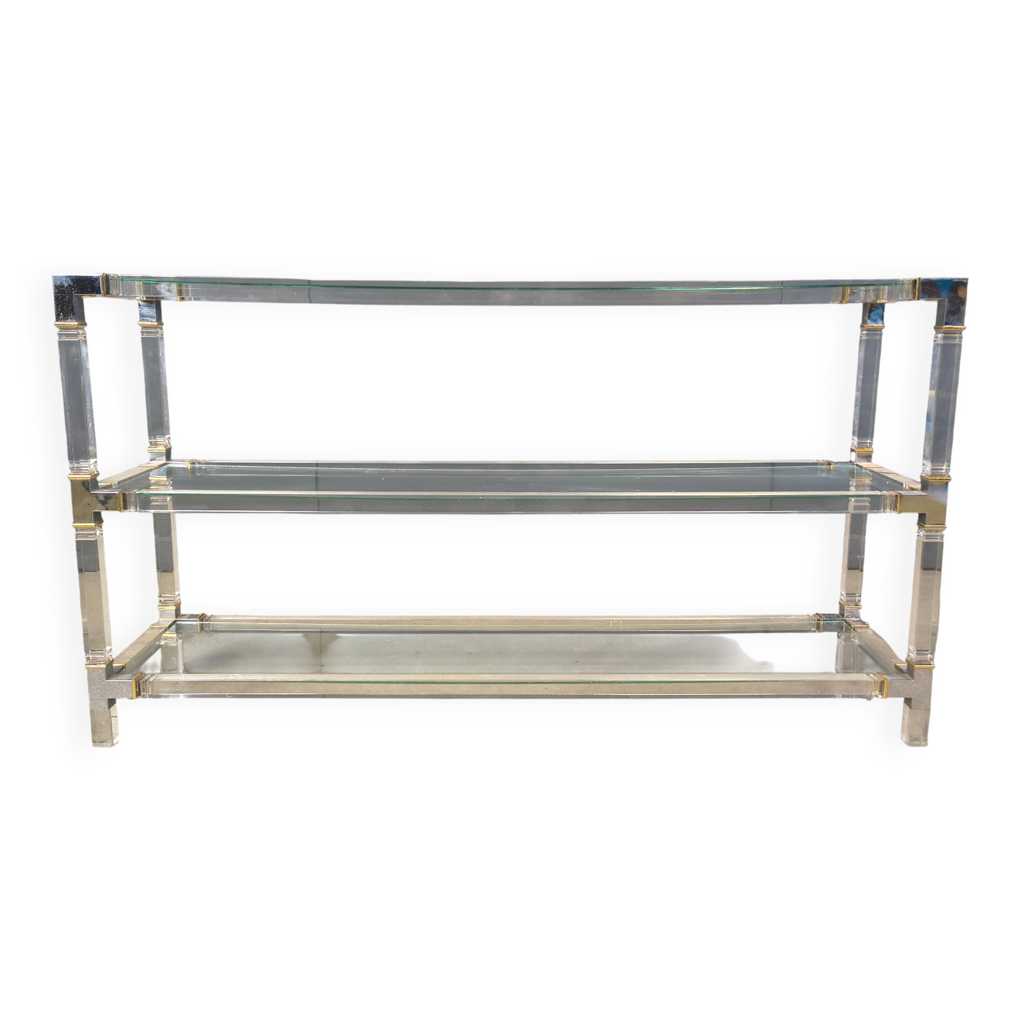 Table console en chrome et lucite, années 1970