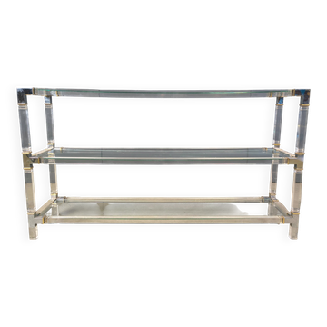 Chrome and lucite console table, 1970s