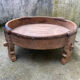 Indian coffee table wooden grinding millstone