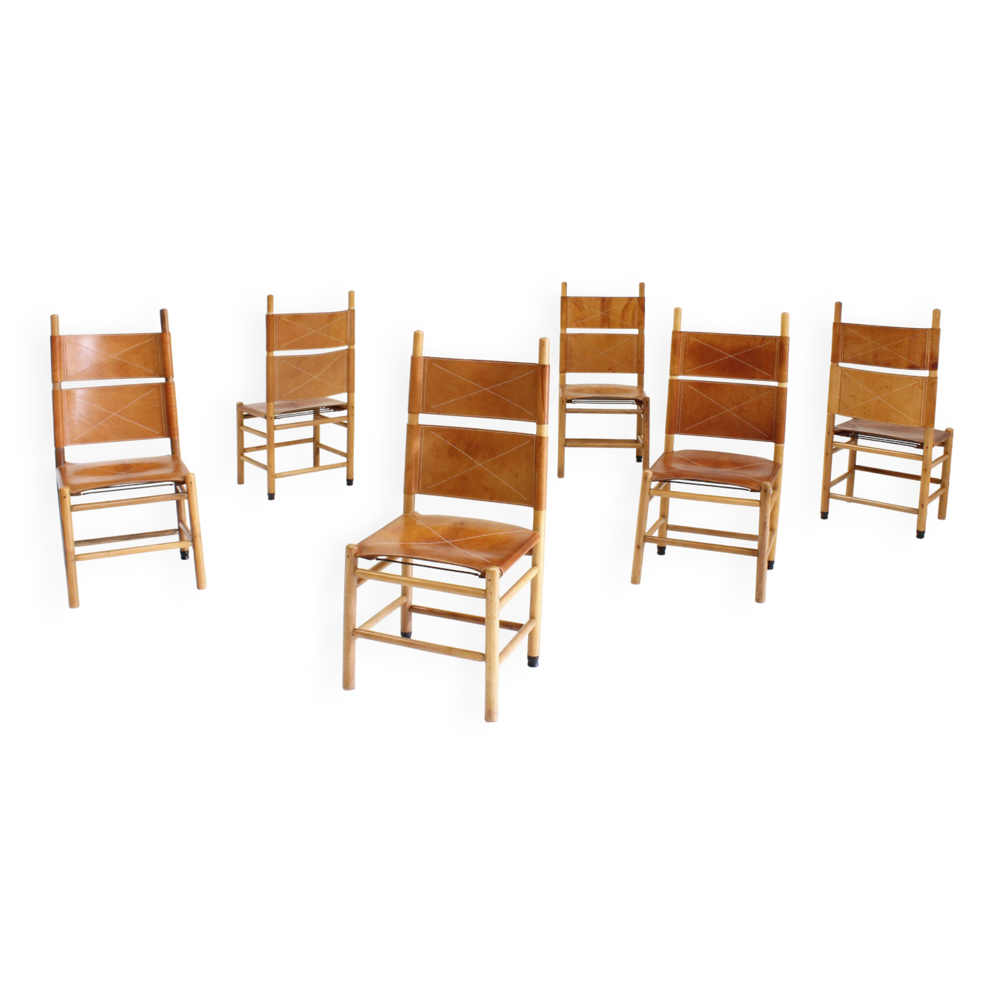 Chaises de salle à manger vintage Kentucky par Carlo Scarpa pour Bernini, années 1970, lot de 6