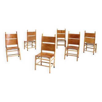 Chaises de salle à manger vintage Kentucky par Carlo Scarpa pour Bernini, années 1970, lot de 6