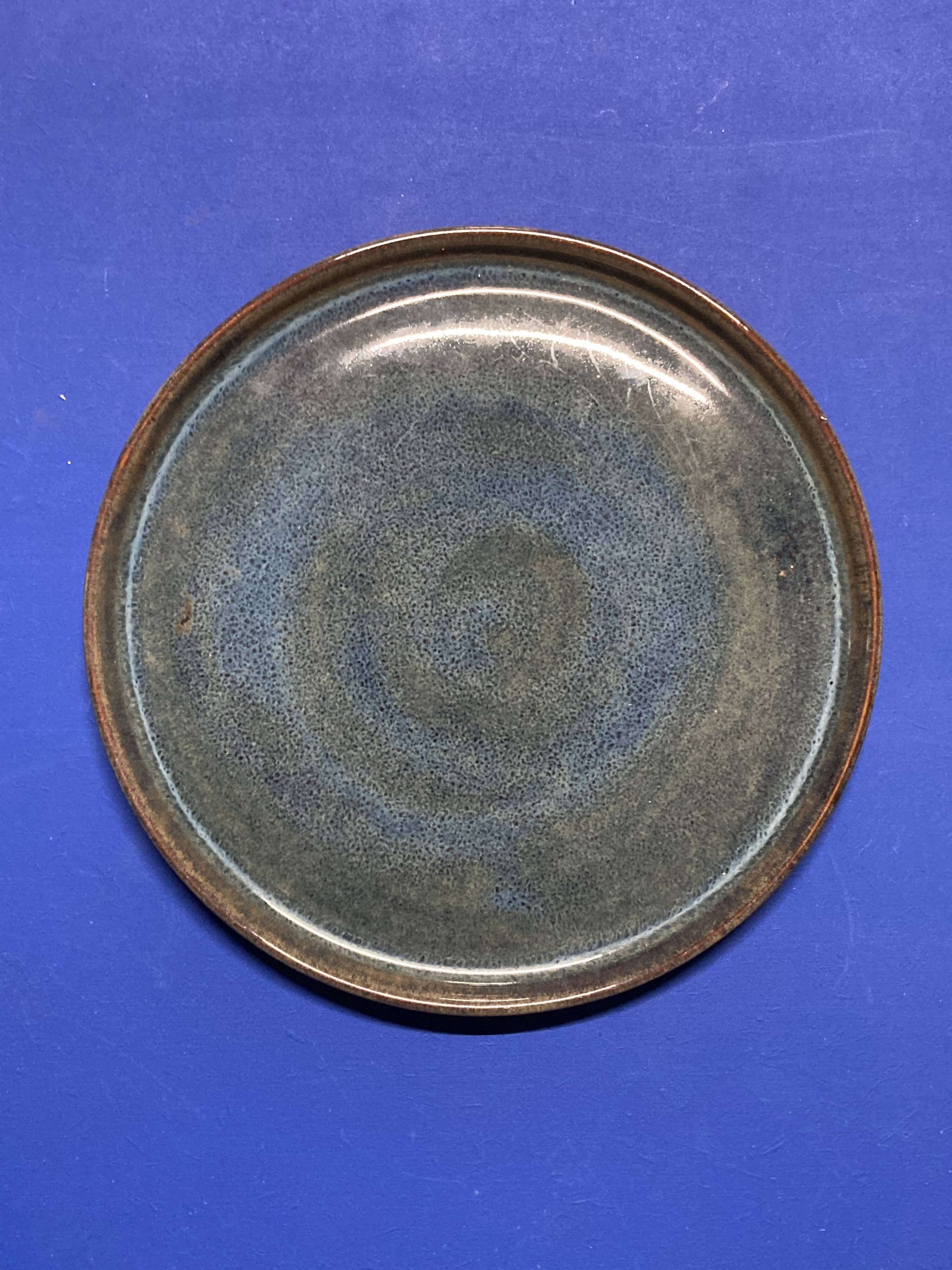 Blue earthenware plate