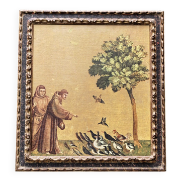 Reproduction Braun & Cie, Saint Francis of Assisi, carved wooden frame