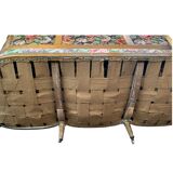 19th-century floral velvet bench