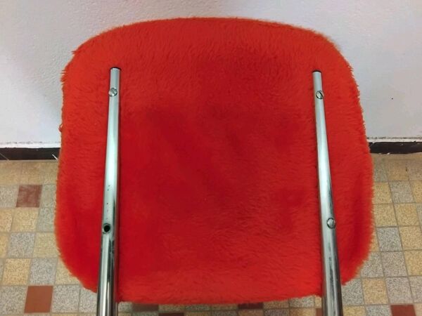 Lot de 4 anciennes chaises en tissus moumoute année 60 vintage