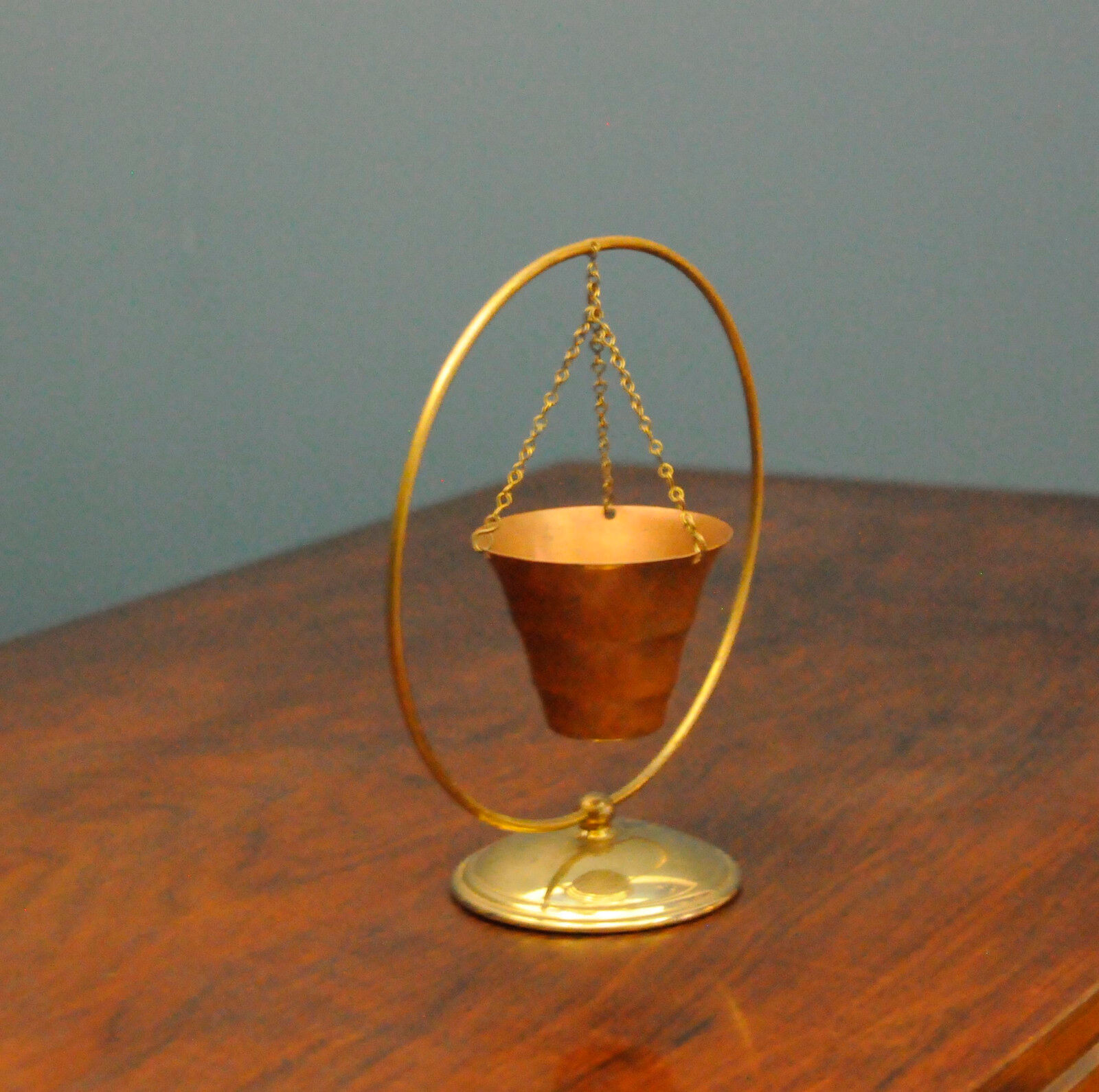 Scandinavian copper and brass candle holder