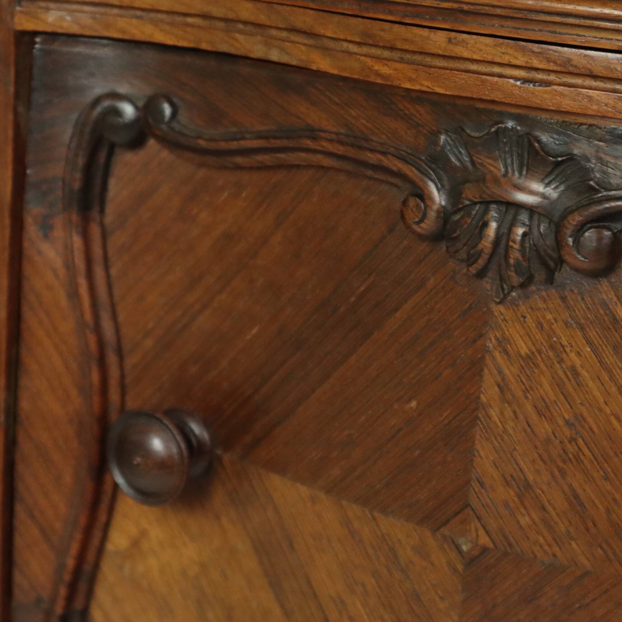Antique Bombed Bedside Table Marble Louis XV Late 19th Century