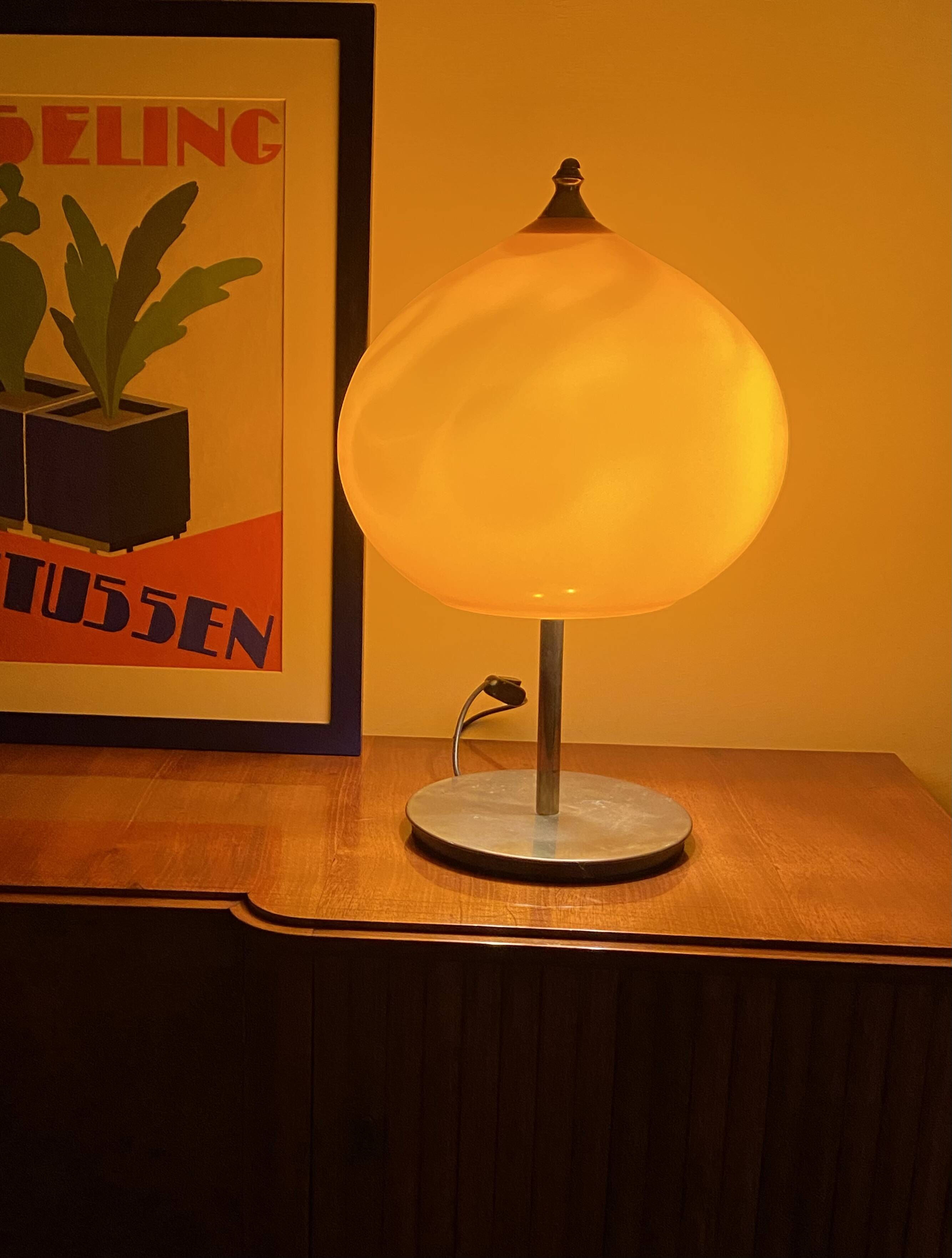 Mid-century modern orange glass Table lamp, Vistosi Italy, 1960s