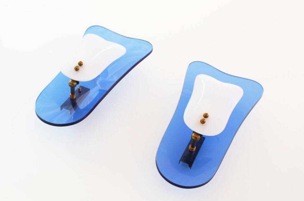 Pair of Italian glass wall lights 1950 by Cristal Arte