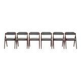 Set of 6 vintage dining chairs in grey bouclé