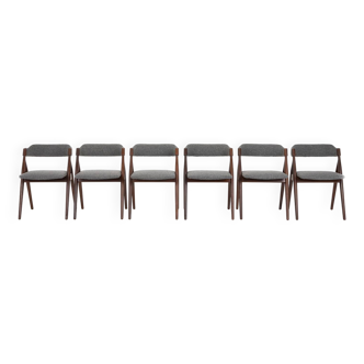Lot de 6 chaises de salle à manger vintage en bouclé gris
