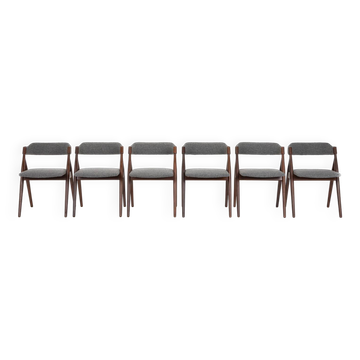 Lot de 6 chaises de salle à manger vintage en bouclé gris