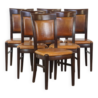 6 chaises de salle à manger en cuir et bois
