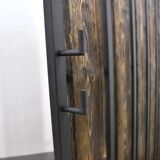 Porte-manteau vintage en métal et bois avec étagère à chapeaux, années 1970