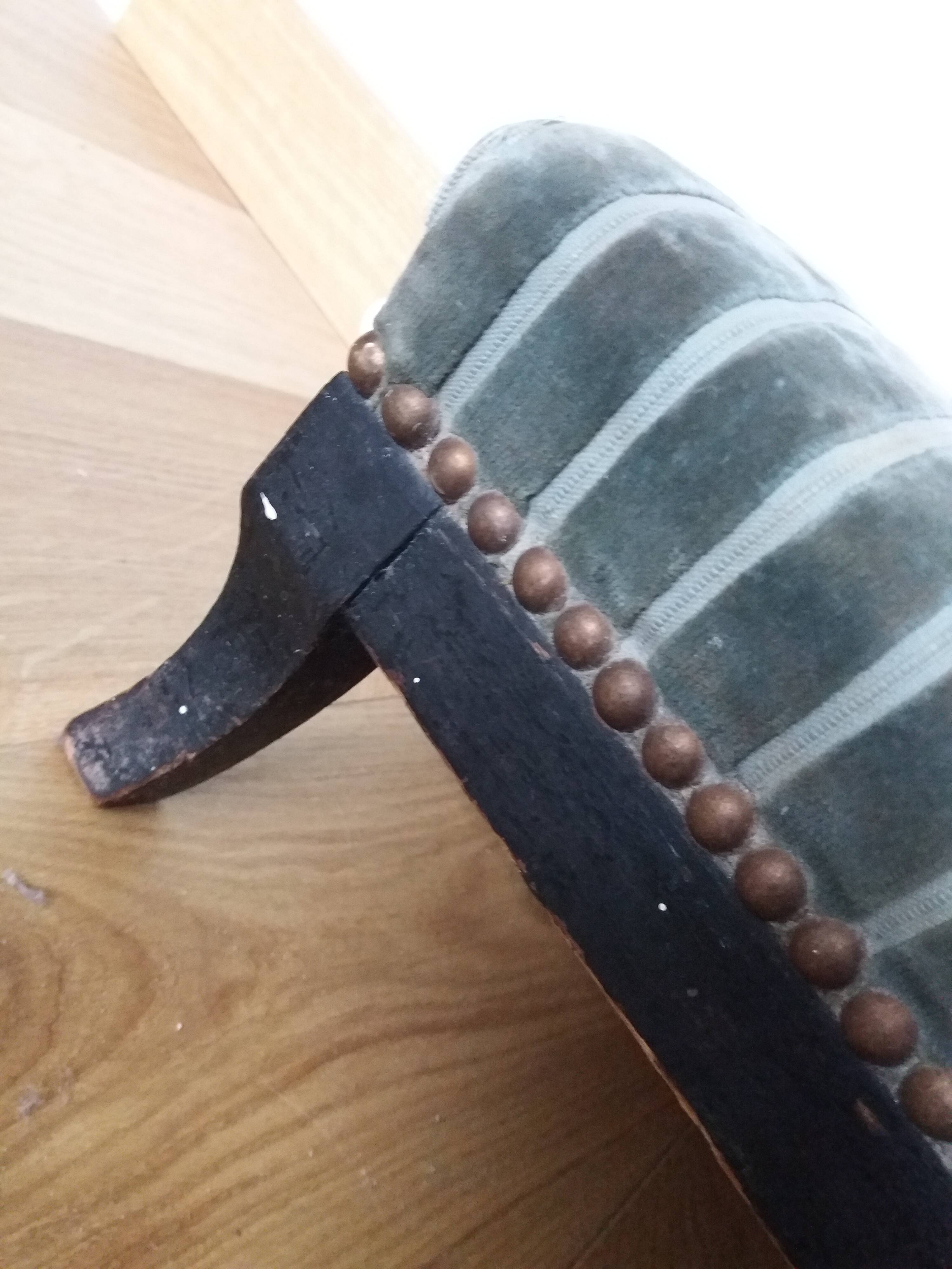 Wooden and velvet footrest