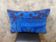 Vintage Turkish Wool Lumbar Pillow, Handmade Blue Geometric Rug Cushion