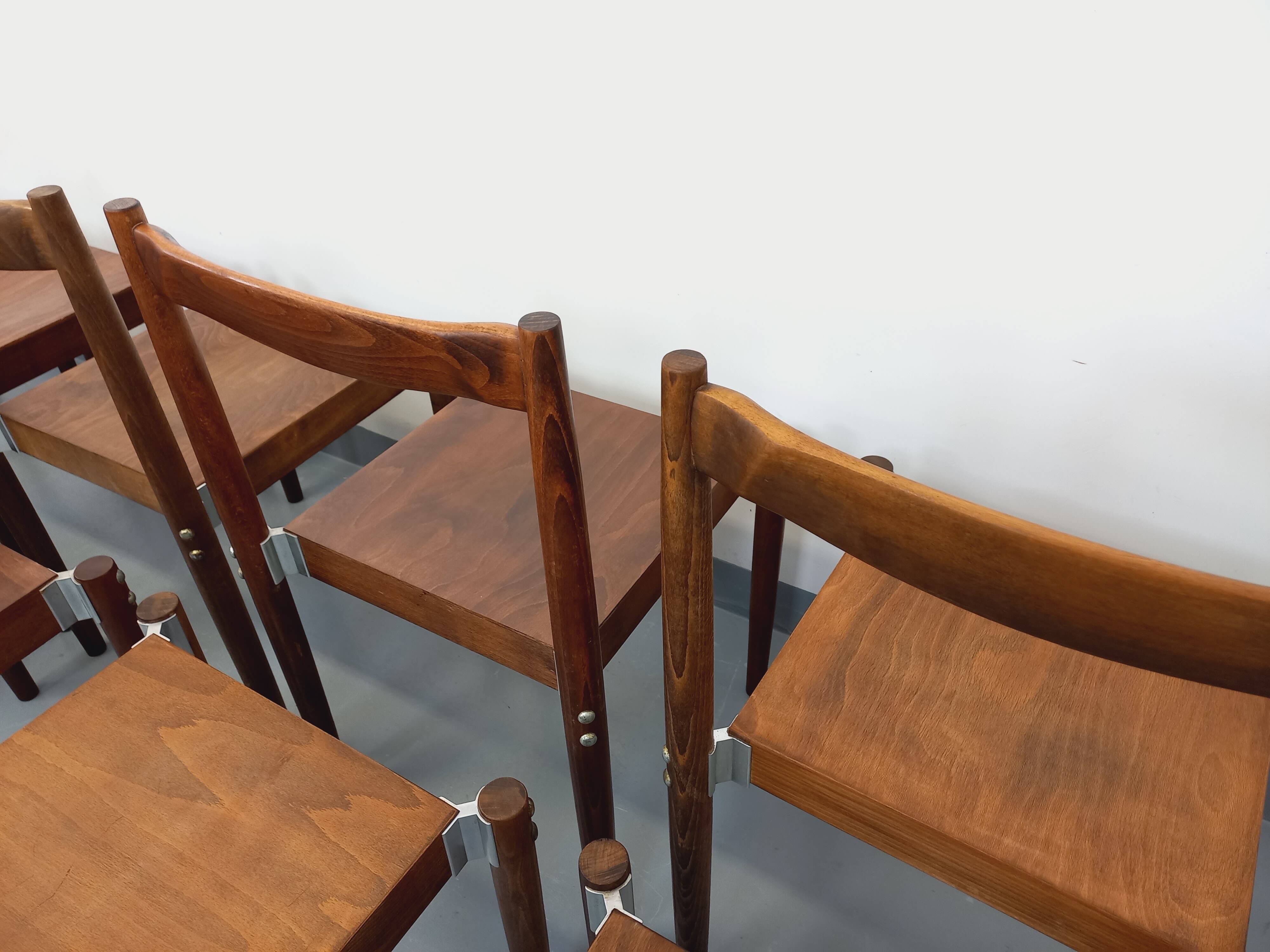 Set of 8 stackable chairs from the Czech manufacturer Bukoza