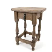 Rustic oak bedside table with a greige finish - 1 drawer - 45cm