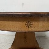 Charles X style maple veneer table and chair set, 20th century