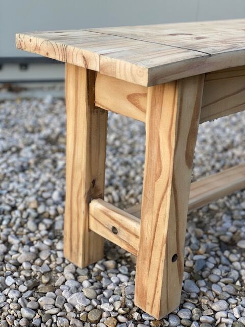Sanded wood farm bench