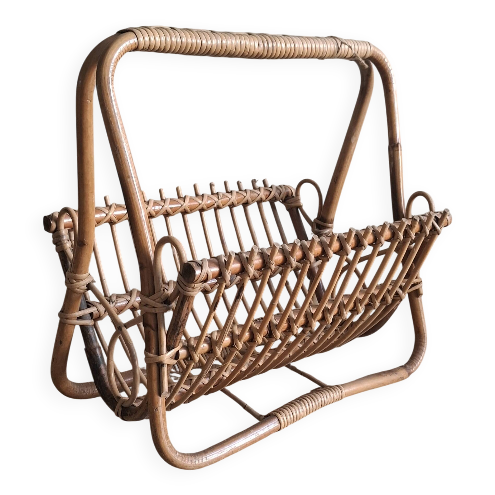 Rattan magazine rack
