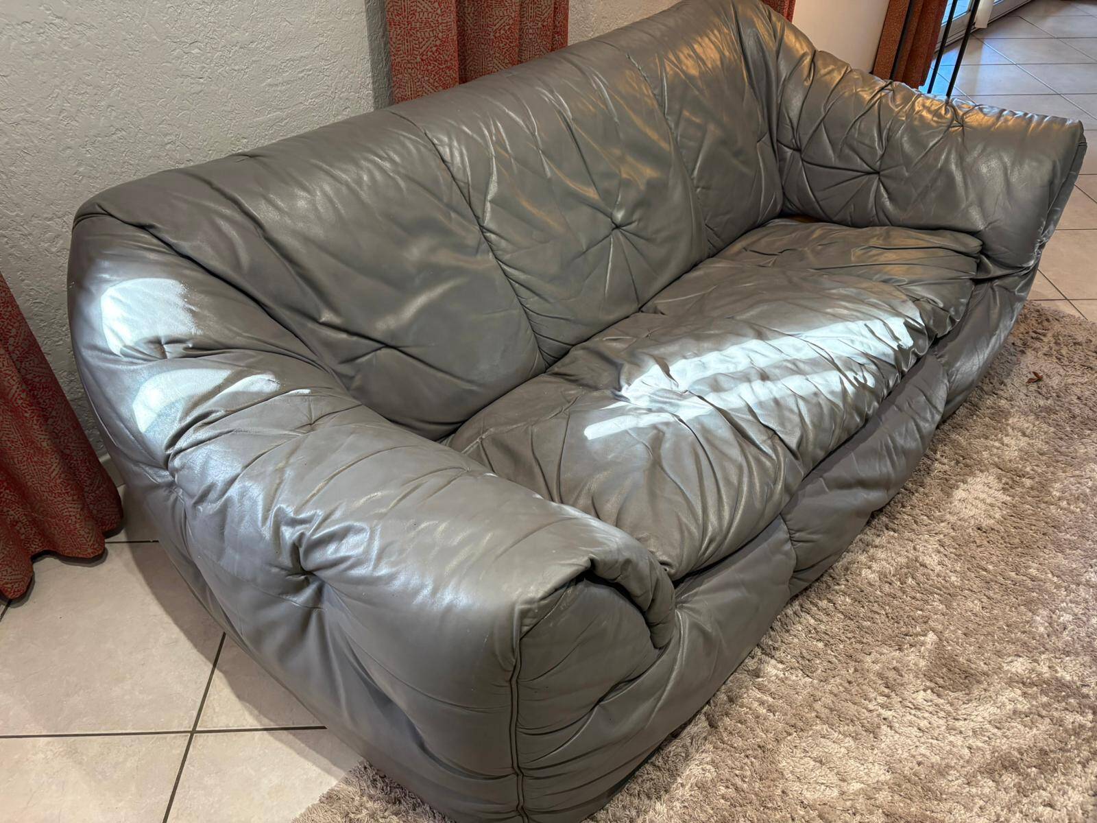 3-seater sofa line roset sloop range grey leather