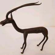 Trio antelope, gazelle and giraffe bronze and brass
