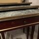 3 nesting tables in green marble and mahogany