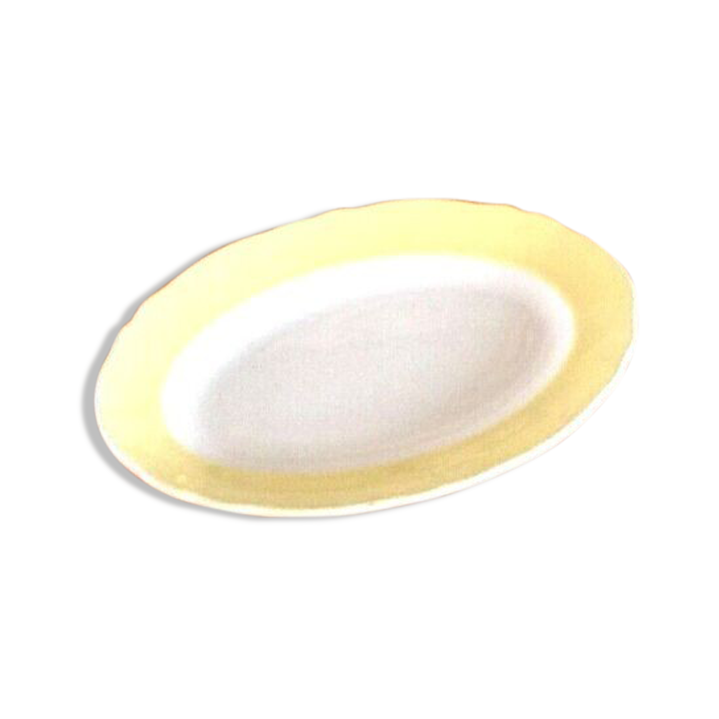 Serving tray oval and multi-lobed yellow/white earthenware