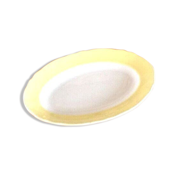 Serving tray oval and multi-lobed yellow/white earthenware
