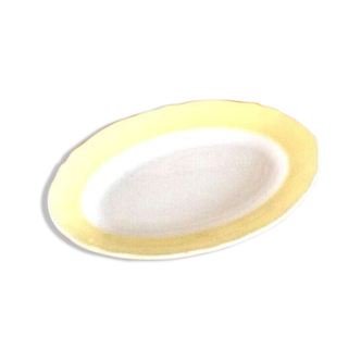 Ravier de service forme ovale et polylobée faïence jaune / blanche